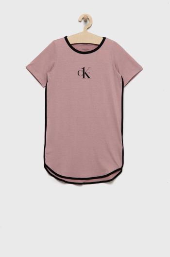 Dětská noční košile Calvin Klein Underwear růžová barva, s aplikací