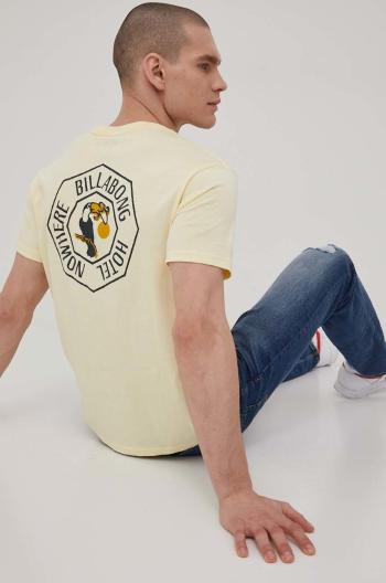 Bavlněné tričko Billabong žlutá barva, s potiskem