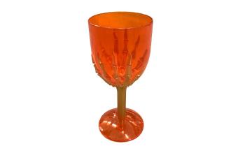 Oranžový transparentní pohár s lebkami - 18cm - Halloween - GUIRCA