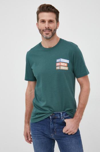 Bavlněné tričko s.Oliver zelená barva, s potiskem