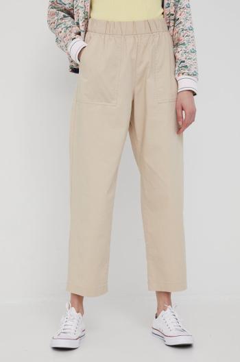 Kalhoty GAP dámské, béžová barva, jednoduché, high waist