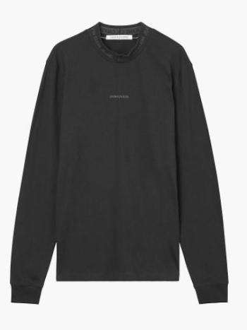 Calvin Klein Calvin Klein pánské černé tričko s dlouhým rukávem LOGO JACQUARD LS MOCK NECK TEE