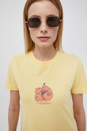 Bavlněné tričko Quiksilver žlutá barva