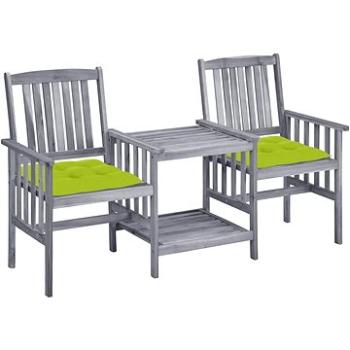 Zahradní židle s čajovým stolkem a poduškami masivní akácie, 3061328 (3061328)