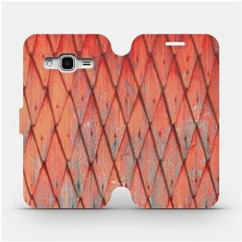 Flipové pouzdro na mobil Samsung Galaxy J3 2016 - MK01S Oranžový vzor dřeva (5903226776146)