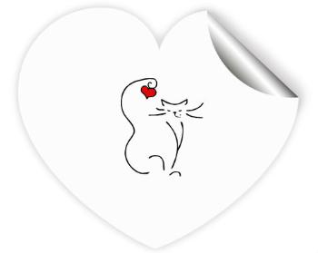 Samolepky srdce - 5 kusů Love cat