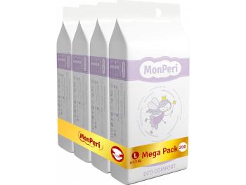 MonPeri Eco Comfort Mega Pack L 8–13 kg Eko Jednorázové dětské plenky 200 ks