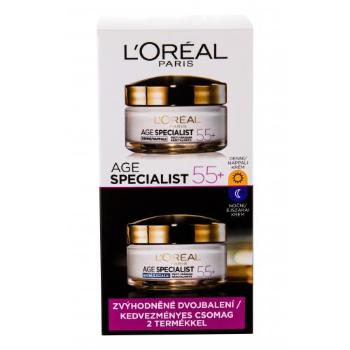 L'Oréal Paris Age Specialist 55+ dárková kazeta denní pleťová péče 50 ml + noční pleťová péče 50 ml poškozená krabička na všechny typy pleti