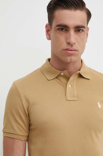 Bavlněné polo tričko Ralph Lauren béžová barva, 710536856