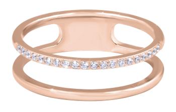 Troli Dvojitý minimalistický prsten z oceli Rose Gold 50 mm