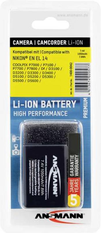 Akumulátor do kamery Ansmann náhrada za orig. akumulátor EN-EL14 7.4 V 1050 mAh