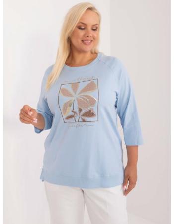 Dámská halenka plus size  s 3/4 rukávy světle modrá  