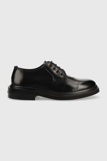 Kožené polobotky Calvin Klein Lace Up Derby pánské, černá barva