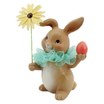 Velikonoční dekorace králíka s květinou a vajíčkem - 11*9*15 cm 6PR3133