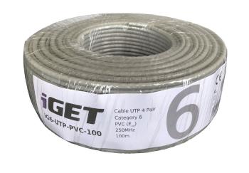 Instalační kabel iGET CAT6 UTP PVC Eca 100m/box, kabel drát, s třídou reakce na oheň Eca