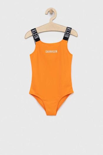 Jednodílné dětské plavky Calvin Klein Jeans oranžová barva