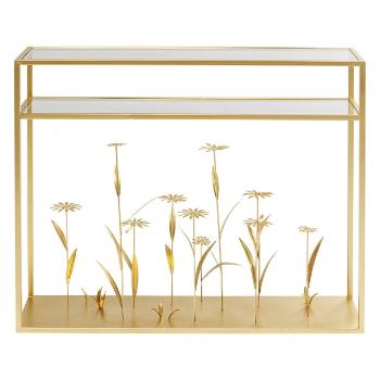 Konzolový stolek Flower Meadow – zlatý, 100 cm