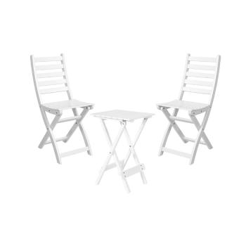 LODGE Set zahradního nábytku 2 ks židle a 1 ks mini stůl - bílá