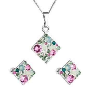 Sada šperků s krystaly Swarovski náušnice, řetízek a přívěsek zelený kosočtverec 39126.3 chrysolite, opal