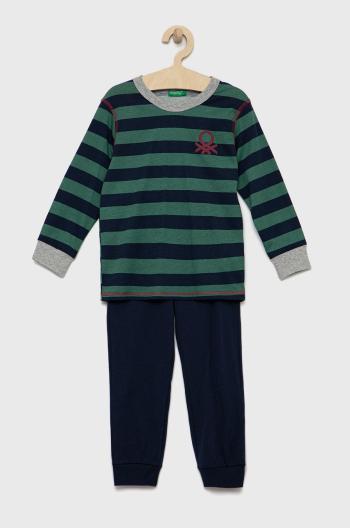 Dětské bavlněné pyžamo United Colors of Benetton tmavomodrá barva