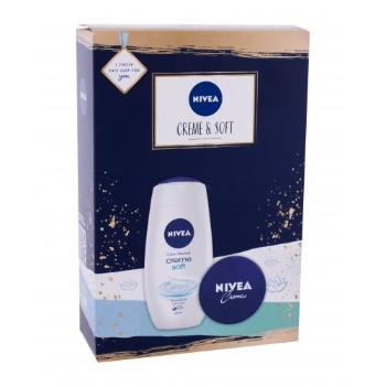 Nivea Creme Soft dárková kazeta sprchový gel Creme Soft 250 ml + univerzální krém Creme 75 ml pro ženy poškozená krabička