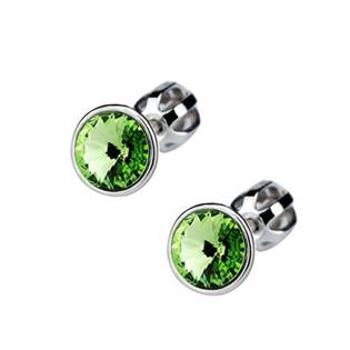 Šperky4U Šroubovací stříbrné náušnice s kameny Crystals from Swarovski® Peridot - CS5701-PD