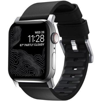 Nomad Active Pro hydrofobní kožený řemínek pro Apple Watch 44mm / 42mm - černostříbrný NM1A41SNW0