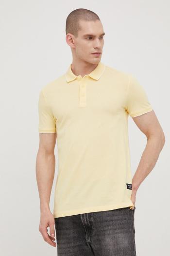 Bavlněné polo tričko Tom Tailor žlutá barva, hladký