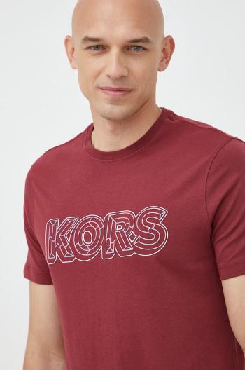 Bavlněné tričko Michael Kors vínová barva, s potiskem