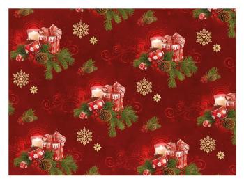 Balící papír LUX - vánoční dárečky červené -  archy 100x70 cm - MFP Paper