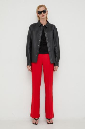 Kalhoty Birgitte Herskind dámské, červená barva, jednoduché, high waist