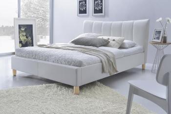 SANDY čalouněná postel 160x200, bílá eko kůže