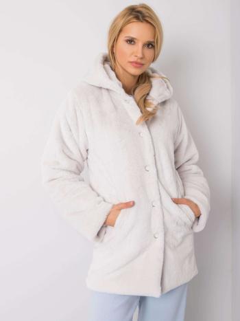 Světle šedý dámský chlupatý kabátek Teddy coat 217-PL-24702.88-grey Velikost: S