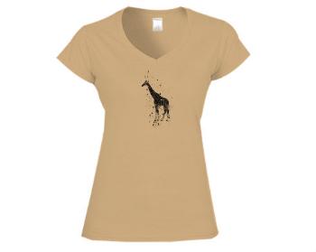 Dámské tričko V-výstřih Žirafa
