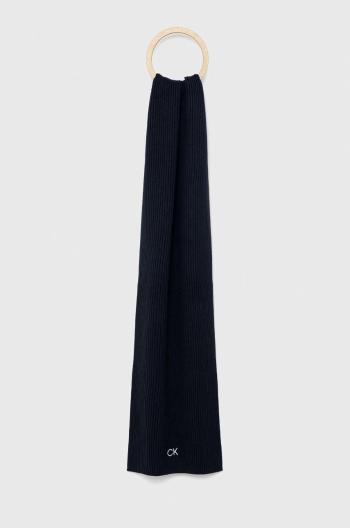 Šátek se směsí kašmíru Calvin Klein tmavomodrá barva, hladký