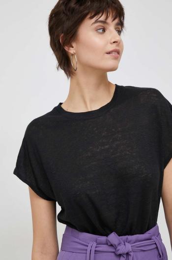 Plátěné tričko Calvin Klein černá barva