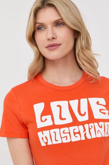 Tričko Love Moschino oranžová barva