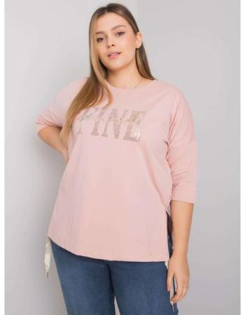 Dámská halenka s kamínky plus size ELENA růžová