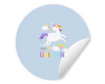 Samolepky kruh Flying unicorn