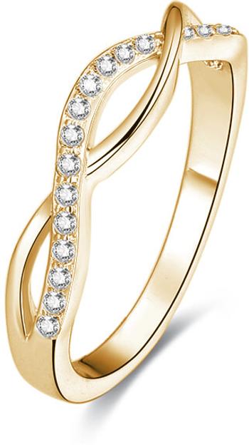 Beneto Pozlacený stříbrný prsten s krystaly AGG192 56 mm