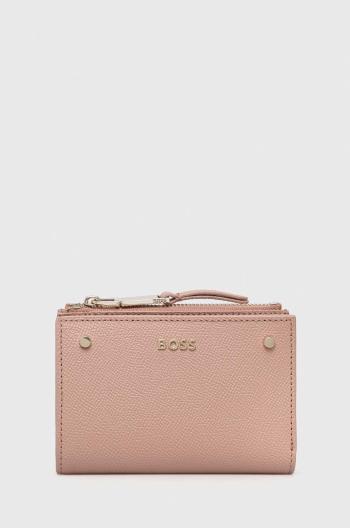 Kožená peněženka BOSS růžová barva