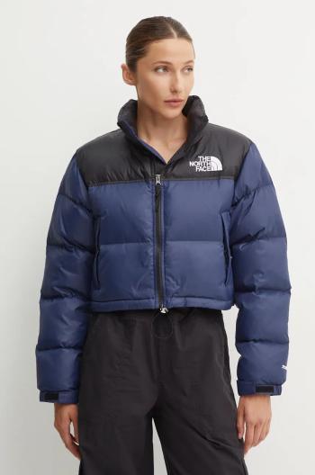 Péřová bunda The North Face Nuptse Short Jacket dámská, tmavomodrá barva, zimní, NF0A5GGE92A1