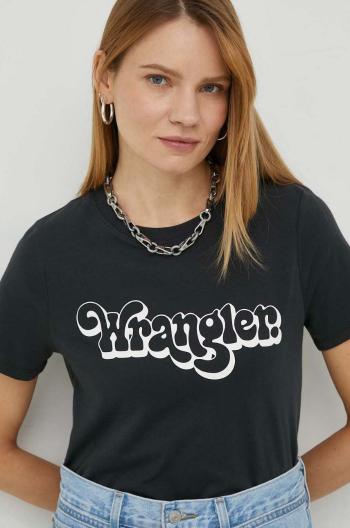 Bavlněné tričko Wrangler černá barva