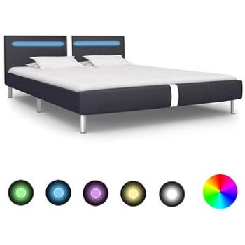 Rám postele s LED světlem černý umělá kůže 160x200 cm (280849)