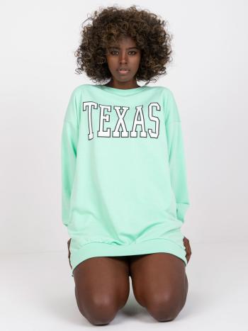 MINTOVÁ MIKINA POPPY  S NÁPISEM "TEXAS" -EM-BL-719.36-MINT Velikost: L/XL