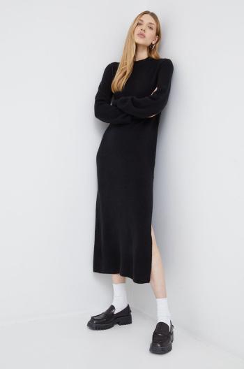 Šaty z vlněné směsi Calvin Klein Jeans černá barva, maxi