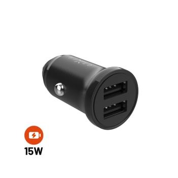 FIXED Autonabíječka s 2xUSB výstupem, 15W Smart Rapid Charge FIXCC15N-2U-BK, černá