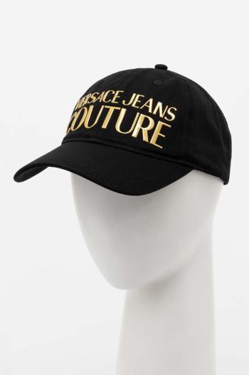 Bavlněná baseballová čepice Versace Jeans Couture černá barva, s aplikací, 76HAZK32 ZG207