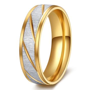 Ziskoun Prsten z broušené chirurgické oceli Stripy- zlatý SR000105 Velikost: 11