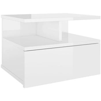Nástěnný noční stolek bílý vysoký lesk 40x31x27 cm dřevotříska (800417)